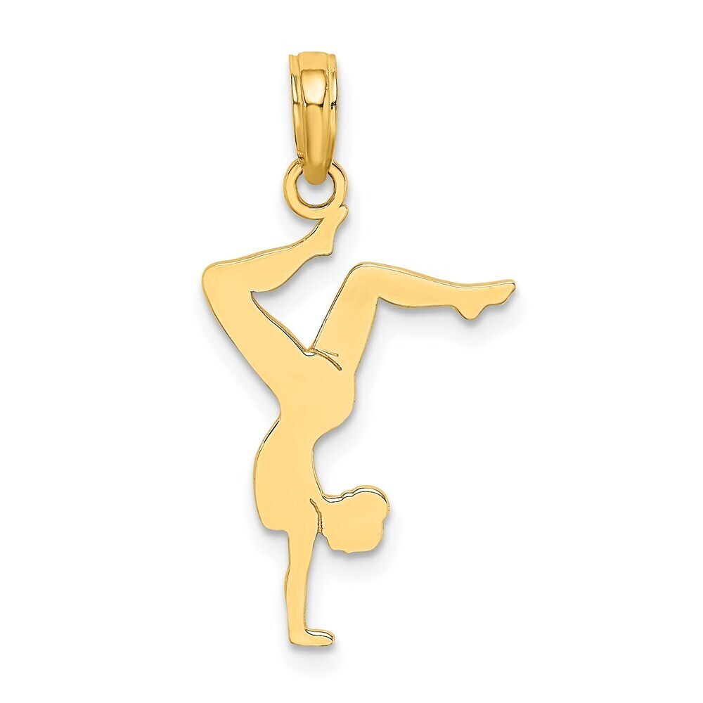 14k Yellow Gold Sports Theme Solid Polished Gymnast Necklace Charm Pendant